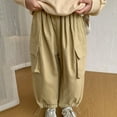 thumbnail image 1 of NAISIBABY Children Solid Color Drawstring Pants, Baby Boys Girls Pockets Cargo Length Pants Beige 110, 1 of 5