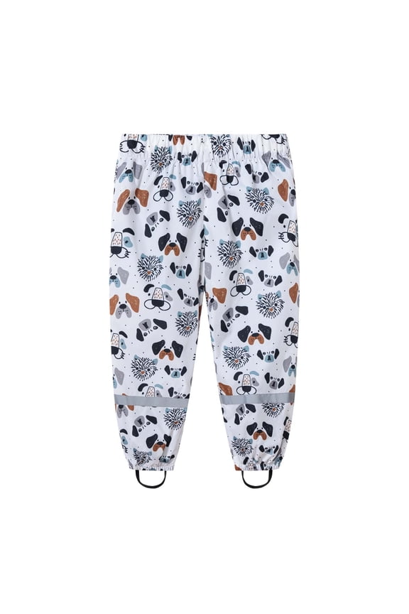 Children's Boys Girls Cartoon Printed Split Pants Raincoat, Kids Student Outdoor Assault Pants White 4-5 T