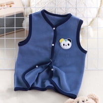 NAISIBABY Children's Vest jacket 7-8T, Soft Thermal Sleeveless Cute Graphic Buttons Casual Fleece Coat Blue