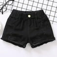 thumbnail image 1 of NAISIBABY Denim Shorts for Girls, Solid Color Elastic Waist Ripped Kids Casual Outwear Jeans Black 1-2T, 1 of 4