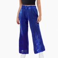 thumbnail image 1 of NAISIBABY Flare Pants for Girls, Stretchy Soft with Pockets High Waist Kids Casual Stage & Party Wear Dress-Up Pants Blue Size 13, 1 of 4