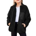 thumbnail image 1 of NAISIBABY Fleece Jacket for Girls, Full Zipper Stand Collar with Pockets Kids Winter Fuzzy Coat Clothes Black 10T, 1 of 8