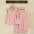 thumbnail image 1 of NAISIBABY Girl's Outfit Sets, Sleeveless Bow Pleated Tops and Loose Casual Pants Kids Casual Summer Clothes Pink 5-6T, 1 of 6