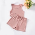 thumbnail image 1 of NAISIBABY Girl's Summer Outfits 2-Piece, Solid Color Tank Tops and Stretch Shorts Casual Cotton Sets Pink 6-7T, 1 of 8