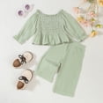 thumbnail image 1 of NAISIBABY Girls 2-Piece Set, Long Sleeve Tops Straight Leg Pants Solid Color Causal Outfits Green 12-18Months, 1 of 1