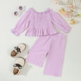 thumbnail image 1 of NAISIBABY Girls 2-Piece Set, Solid Color Long Sleeve Tops Straight Leg Pants Causal Outfits Purple 2-3T, 1 of 8