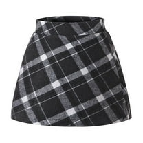 NAISIBABY Girls A-Frame Skirt 10T, Plaid High Waist Fall Winter Fleece School Uniform Skirt Black(3-13T)
