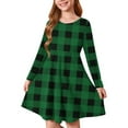 thumbnail image 1 of NAISIBABY Girls A-Line Dress, Long Sleeve Plaid Stretchy Training Dance Ballet Casual Dress Army Green 9-10T, 1 of 5