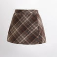 thumbnail image 1 of NAISIBABY Girls A-line Skirt, Fleece High Waist Checked Prints Fall Winter School Uniform Skirt Coffee 10T, 1 of 4