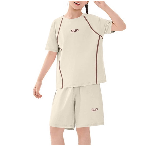NAISIBABY Girls Active Outfit Sets, Baggy Fit Short Sleeve T-Shirt and Shorts 2-Piece Kids Casual Activewear Clothes White Size 12