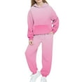 thumbnail image 1 of NAISIBABY Girls Activewear Sets 2-Piece, Pullover Hoodie and Sweatpants Fleece-lined Fall Winter Gradient Fashion Outfit Pink(4-15T), 1 of 6