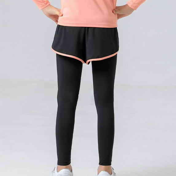 NAISIBABY Girls Athletic Leggings, Strech High Waist Breathable Yoga Running Workout Tight Pants Orange 6-7T