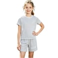 thumbnail image 1 of NAISIBABY Girls Athletic Outfit Sets, Sun Protection Quick Dry Short Sleeve T-Shirt & Shorts Summer Breathable Activewear 2-Piece Gray Size 11, 1 of 7