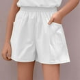 thumbnail image 1 of NAISIBABY Girls Athletic Shorts, Solid Color Elastic Waist Loose Fit Summer Cotton Linen Shorts White 11-12T, 1 of 8