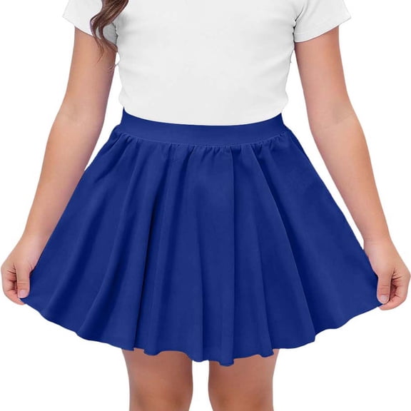 NAISIBABY Girls Athletic Skirt, Mesh Tiered A-Line High Rise Kids Dance Pleatd Mini Skirt Blue Size 8