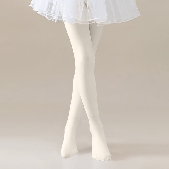 NAISIBABY Girls Ballet Pantyhose, Fleece Lined Stretchy High Waisted Winter Thermal Footed Tights White 8-12T