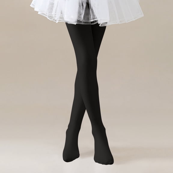 NAISIBABY Girls Ballet Pantyhose, Stretchy Fleece Lined High Waisted Winter Thermal Footed Tights Black 5-8T