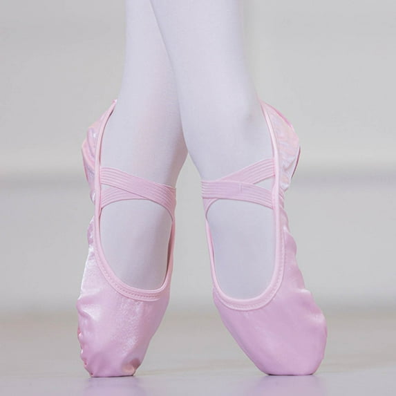 NAISIBABY Girls Ballet Shoes, Soft Fitness X Strap Non-slip Gymnastics Dance Shoes Pink