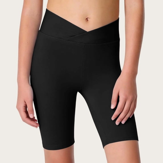 NAISIBABY Girls Bike Shorts, Stretch Seamless High Rise Tight Fit Dance Yoga Running Athletic Shorts Black Size 14