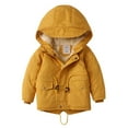 thumbnail image 1 of NAISIBABY Girls Boys Jacket, Cotton Thicken Drawstring Zip Up Kids Fashion Hooded Coat Yellow 3-4T, 1 of 8