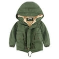 thumbnail image 1 of NAISIBABY Girls Boys Jacket, Cotton Thicken Zip Up Drawstring Kids Fashion Hooded Coat Army Green 7-8T, 1 of 7