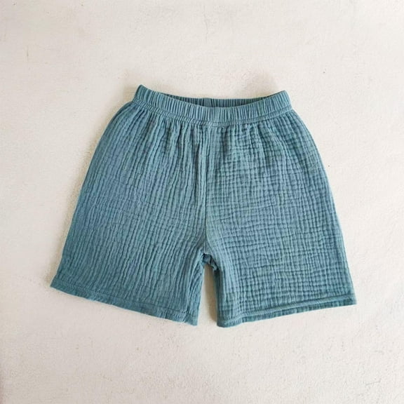 NAISIBABY Girls Boys Shorts, Elastic Waist Soft Comfy Lightweight Cotton Casual Shorts Blue 3-4T