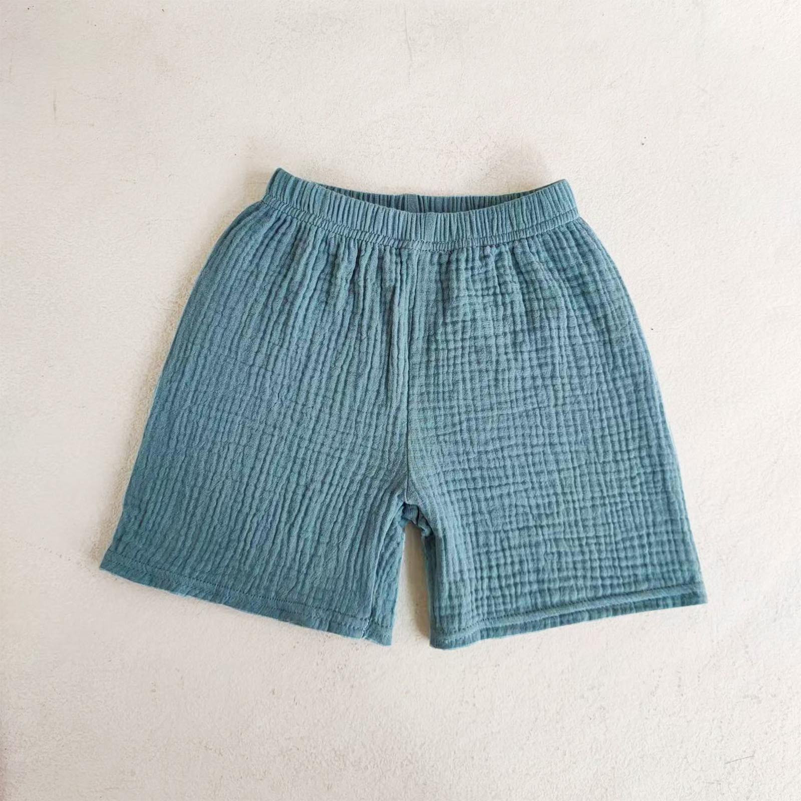 NAISIBABY Girls Boys Shorts, Soft Comfy Elastic Waist Lightweight Cotton Casual Shorts Blue 1-2T