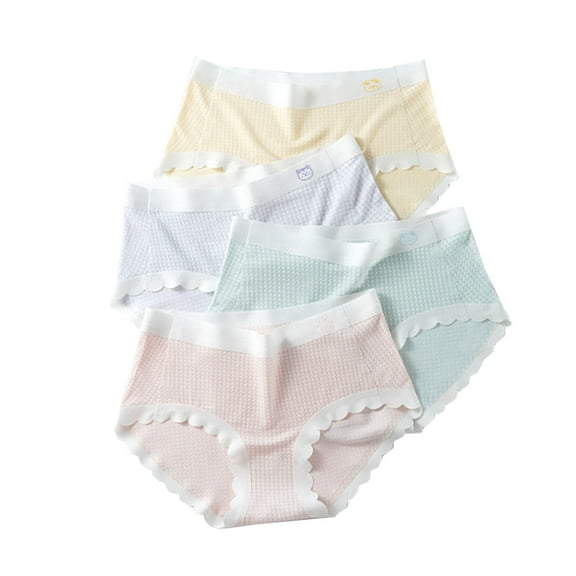 NAISIBABY Girls Briefs Panties, Cute Prints ComfortSoft Breathable 4-Pack Underwear Pink 10-12T