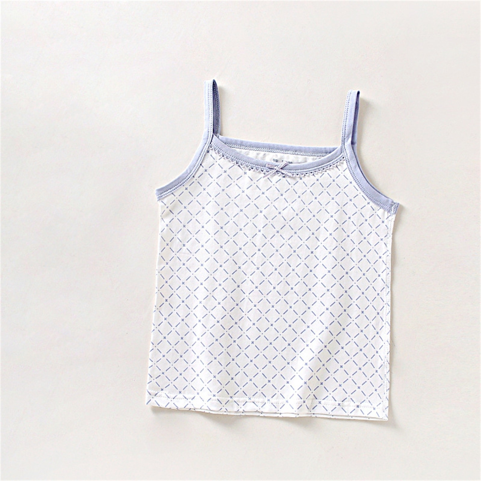 NAISIBABY Girls Camisoles, Spaghetti Strap Checked Prints Ultra-Soft Cotton Tank Tops Light Blue 3-4T