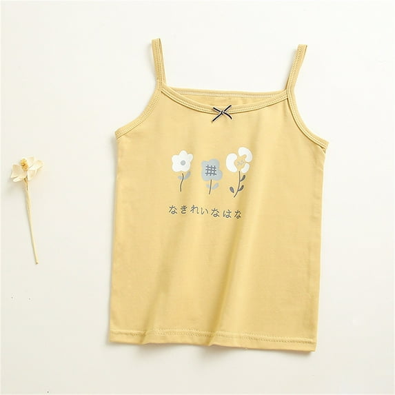NAISIBABY Girls Camisoles, Super Soft Cotton Spaghetti Strap Casual Tank Tops Yellow 10-11T
