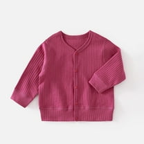 NAISIBABY Girls Cardigan Sweater 4T, Buttons Lightweight Long Sleeve Casual Loose Knitted Coat Red(6Months-4T)