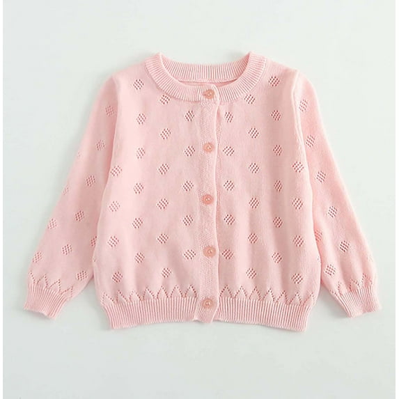 NAISIBABY Girls Cardigan Sweater, Button Up Long Sleeve Casual Solid Kids Fall Winter Clothes Pink 3-4T