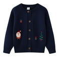 thumbnail image 1 of NAISIBABY Girls Cardigan Sweater, Christmas Embroidery Button-Up Long Sleeve Fall Winter Knit Tops Outwear Dark Blue 6T, 1 of 6