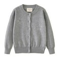 thumbnail image 1 of NAISIBABY Girls Cardigan Sweater, Long Sleeve Casual Crewneck Rhinestone Kids Button Up Fall Winter Tops Gray 2-3T, 1 of 1