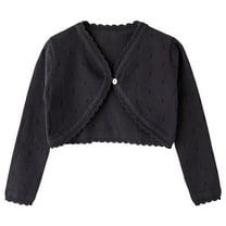 NAISIBABY Girls Cardigan Sweater, Long Sleeve Casual Cute Ruffles V Neck Kids Cropped Button Closure Tops Black 2-3T