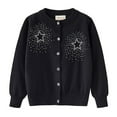 thumbnail image 1 of NAISIBABY Girls Cardigan Sweater, Long Sleeve Rhinestone Casual Crewneck Kids Button Up Fall Winter Tops Black 8-9T, 1 of 3