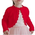 thumbnail image 1 of NAISIBABY Girls Cardigan Sweater, Long Sleeve Ruffles Hollow Out Casual Kids Cropped Button Closure Tops Red 8-9T, 1 of 6