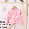 thumbnail image 1 of NAISIBABY Girls Cardigan Sweaters, Long Sleeve Warm Knit Heart Pattern Double Layer Cotton Thread Sweater Pink 5T, 1 of 8