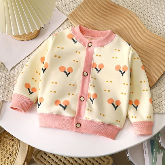 NAISIBABY Girls Cardigans Sweaters, Long Sleeve Knitted Thickened Open Front Button Sweater Coat Beige 4T