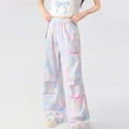 thumbnail image 1 of NAISIBABY Girls Cargo Pants, Trendy Tie Dye Elastic Waist Wide Leg Casual Loose Pants Multicolor 6T, 1 of 9