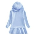thumbnail image 1 of NAISIBABY Girls Casual Dress, Long Sleeve Pleated Flare Solid Color Hooded Sweatshirt Dress Light Blue 4-5T, 1 of 2