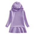 thumbnail image 1 of NAISIBABY Girls Casual Dress, Long Sleeve Solid Color Pleated Flare Hooded Sweatshirt Dress Purple 5-6T, 1 of 3