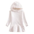 thumbnail image 1 of NAISIBABY Girls Casual Dress, Solid Color Pleated Flare Long Sleeve Hooded Sweatshirt Dress White 2-3T, 1 of 3