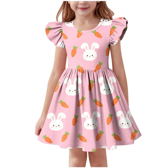 NAISIBABY Girls Casual Dresses, Ruffles Sleeveless Crewneck Cute Prints Summer Fashion Flowy Play Dresses Pink Size 12