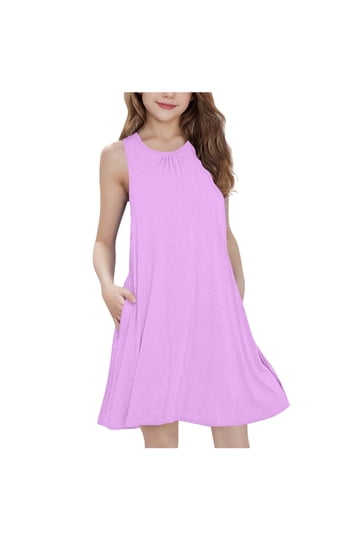 cute dresses size 12 Luogenli Cute Summer Dresses For Girls 10-12 Years Old Toddler Girls Sleeveless Solid Princess Dress Dance Party Dresses Clothes Girls Dresses Size 6