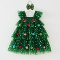 thumbnail image 1 of NAISIBABY Girls Christmas Dress (0-8T), Glitter Mesh Ruffles Sleeve Layered Tulle Party Princess Tutu Dress Green 8T, 1 of 8