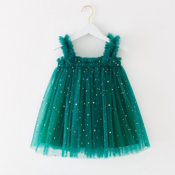 NAISIBABY Girls Christmas Tutu Dress, Sleeveless Sequin Mesh Layered Tulle Festival Princess Dress Green 6T