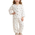 thumbnail image 1 of NAISIBABY Girls Cotton Set, Air-Conditioned Long Sleeve Tops+Lantern Pants Homewear White Size 2T, 1 of 5