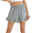 thumbnail image 1 of NAISIBABY Girls Cotton Shorts, Cute Ruffles Elastic Waist Soft Casual Summer Active Shorts Gray Size 7-8, 1 of 7