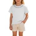 thumbnail image 1 of NAISIBABY Girls Cotton T-Shirt, Short Sleeve Lace Crewneck Casual Summer Kids Fashion Tee White Size 2, 1 of 8